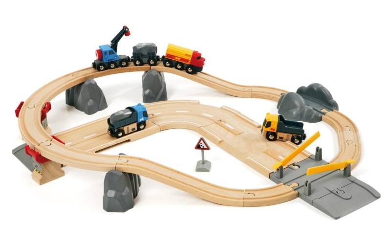 BRIO® Spielzeugeisenbahn-Erweiterung »BRIO® WORLD Strassen & Schienen Steinverlade Set«, (Set) von BRIO®