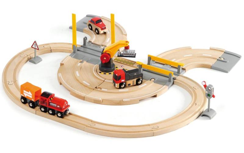 BRIO® Spielzeugeisenbahn-Erweiterung »Brio WORLD Strassen & Schienen Kran Set«, (Set), für Spielzeugeisenbahn von BRIO®