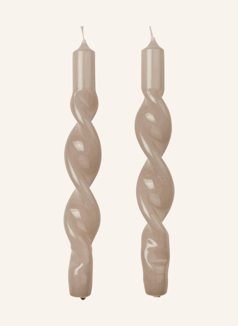 Broste Copenhagen 2er-Set Stabkerzen Glossy Twist beige von BROSTE COPENHAGEN