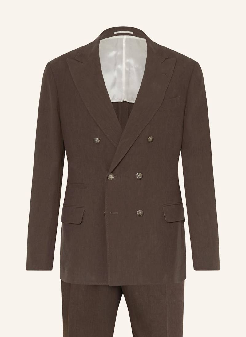 Brunello Cucinelli Anzug Extra Slim Fit Aus Leinen braun von BRUNELLO CUCINELLI