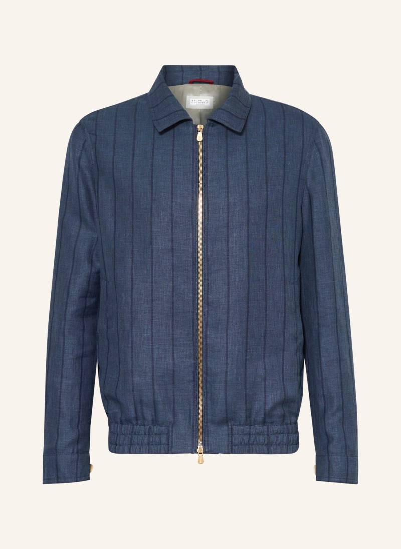 Brunello Cucinelli Blouson Mit Leinen blau von BRUNELLO CUCINELLI