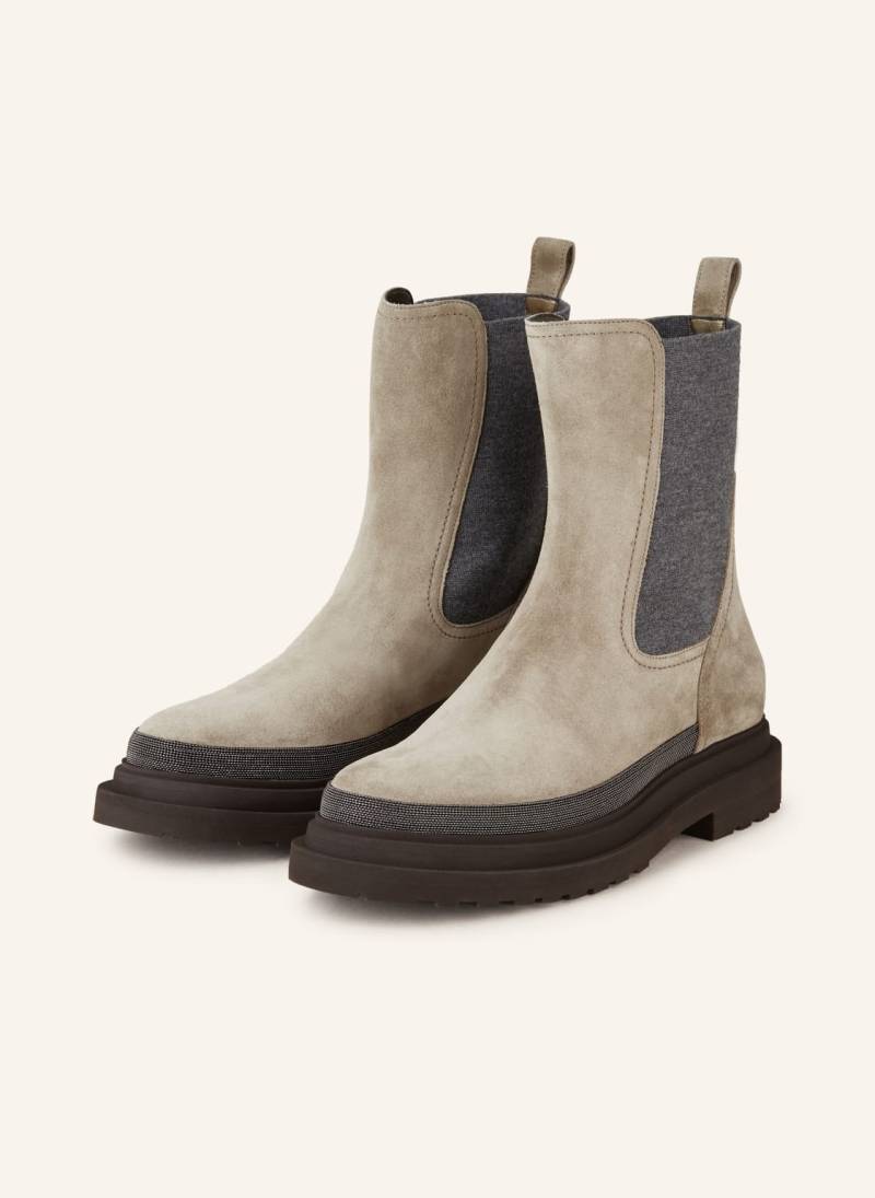 Brunello Cucinelli Boots Mit Schmucksteinen grau von BRUNELLO CUCINELLI