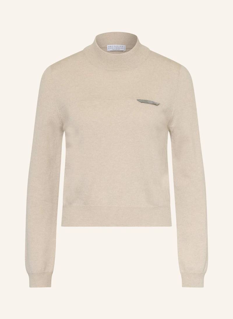 Brunello Cucinelli Cashmere-Pullover Collo Alto beige von BRUNELLO CUCINELLI