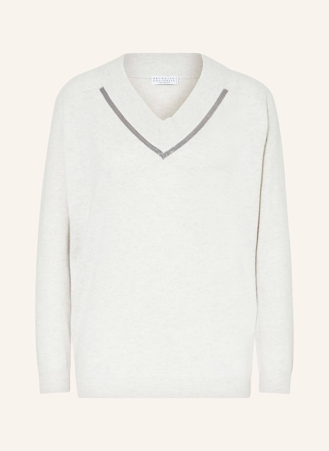 Brunello Cucinelli Cashmere-Pullover Mit Schmuckperlen weiss von BRUNELLO CUCINELLI