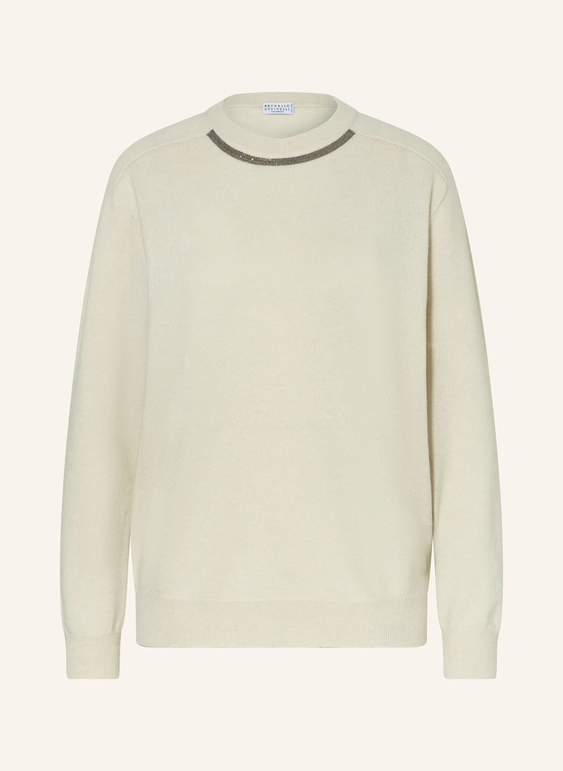 Brunello Cucinelli Cashmere-Pullover Mit Schmuckperlen weiss von BRUNELLO CUCINELLI