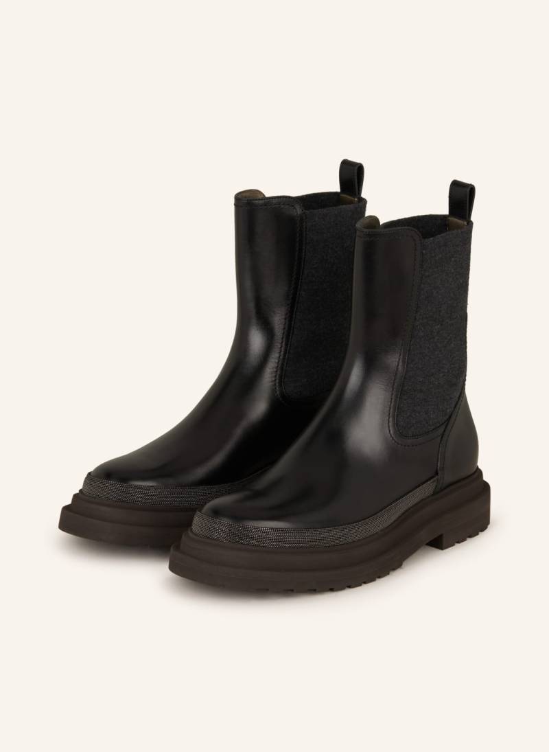 Brunello Cucinelli Chelsea-Boots Mit Schmucksteinen schwarz von BRUNELLO CUCINELLI