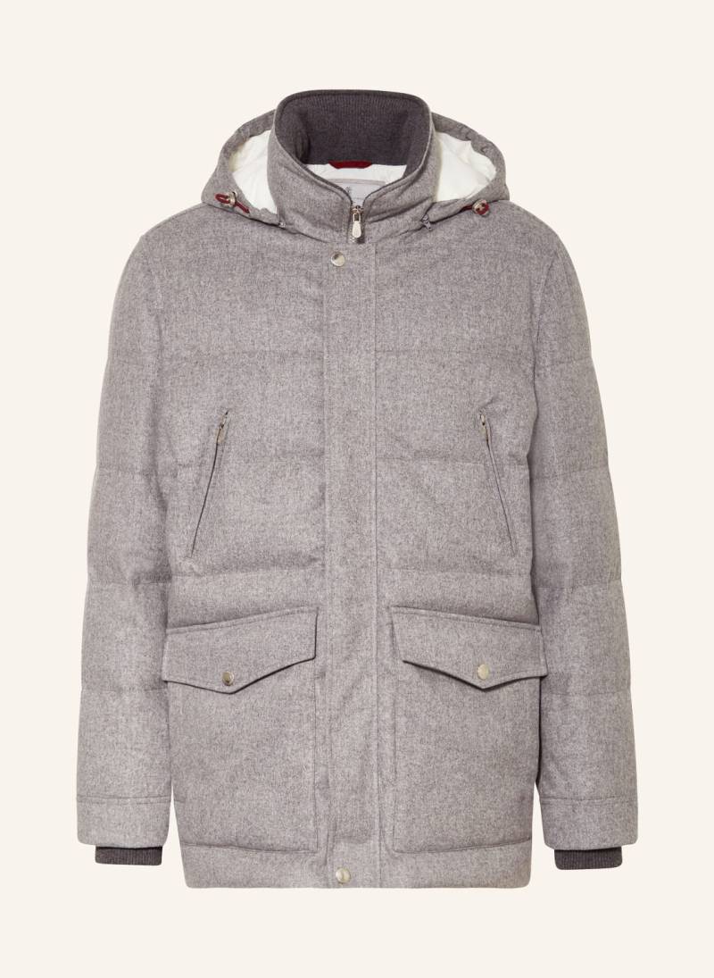 Brunello Cucinelli Daunenjacke Mit Abnehmbarer Kapuze grau von BRUNELLO CUCINELLI