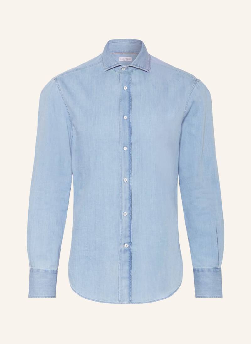 Brunello Cucinelli Hemd Slim Fit In Jeansoptik blau von BRUNELLO CUCINELLI