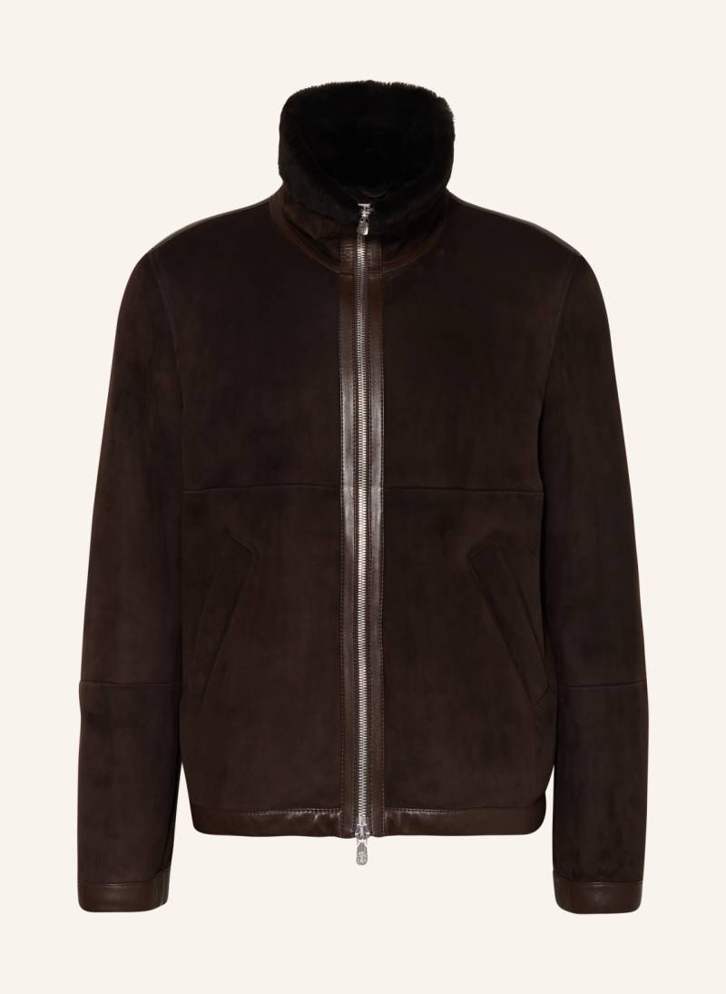 Brunello Cucinelli Lederjacke braun von BRUNELLO CUCINELLI