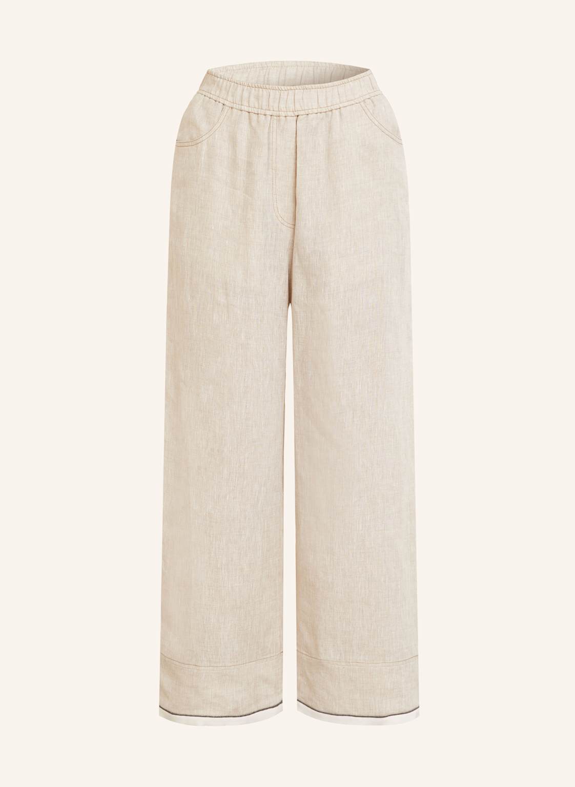 Brunello Cucinelli Leinen-Culotte Mit Schmuckperlen beige von BRUNELLO CUCINELLI