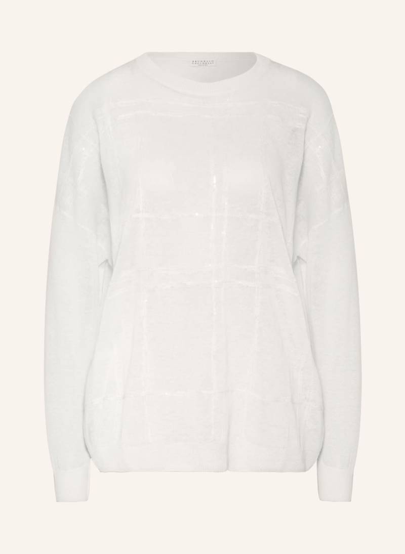 Brunello Cucinelli Leinenpullover weiss von BRUNELLO CUCINELLI