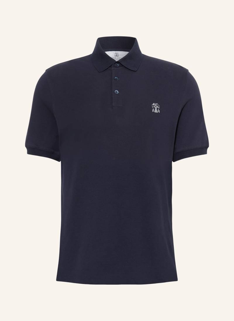 Brunello Cucinelli Piqué-Poloshirt blau von BRUNELLO CUCINELLI