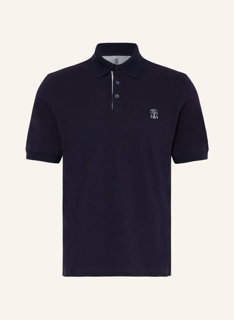 Brunello Cucinelli Piqué-Poloshirt blau von BRUNELLO CUCINELLI