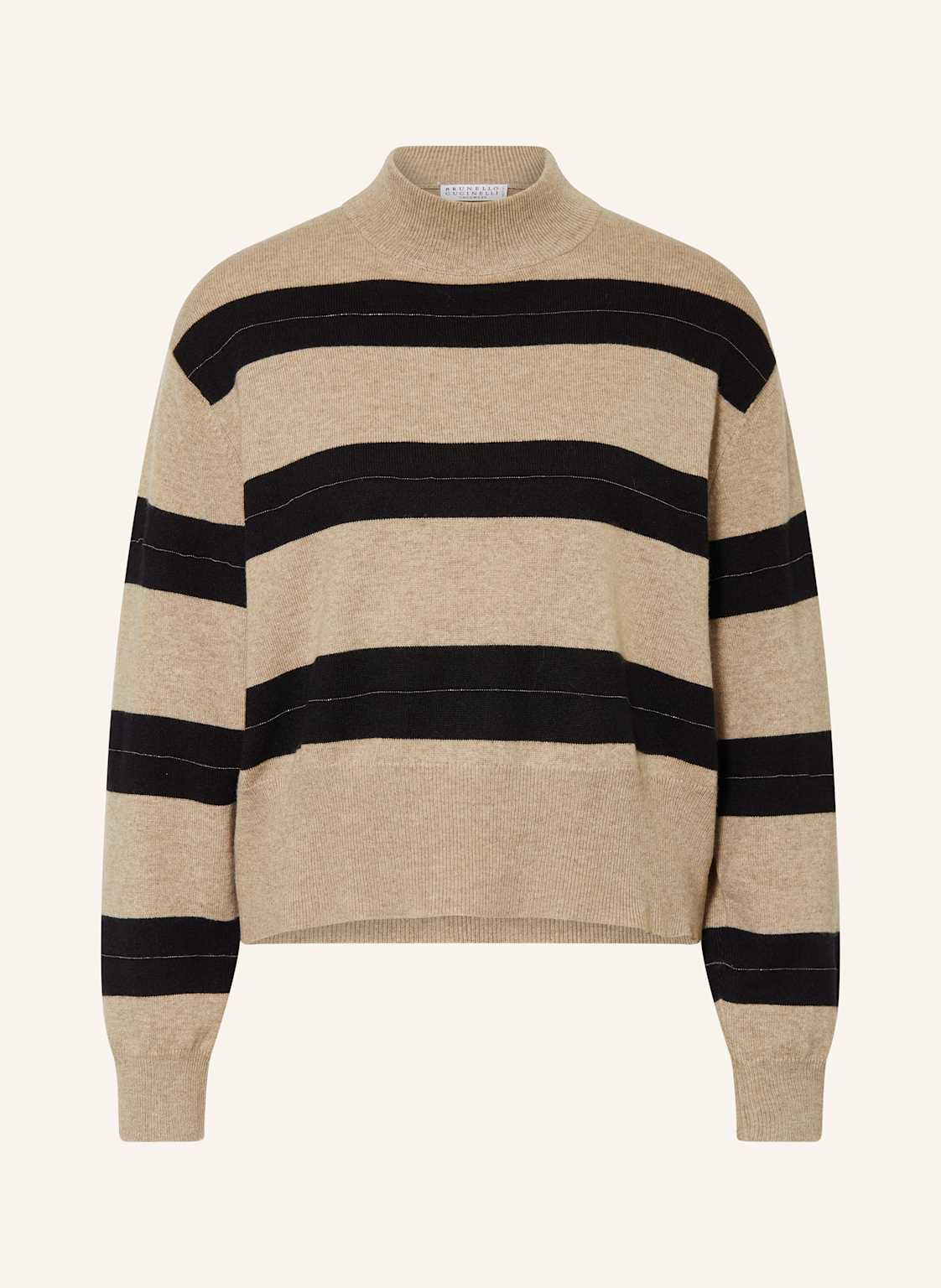 Brunello Cucinelli Pullover Mit Cashmere Und Schmuckperlen braun von BRUNELLO CUCINELLI