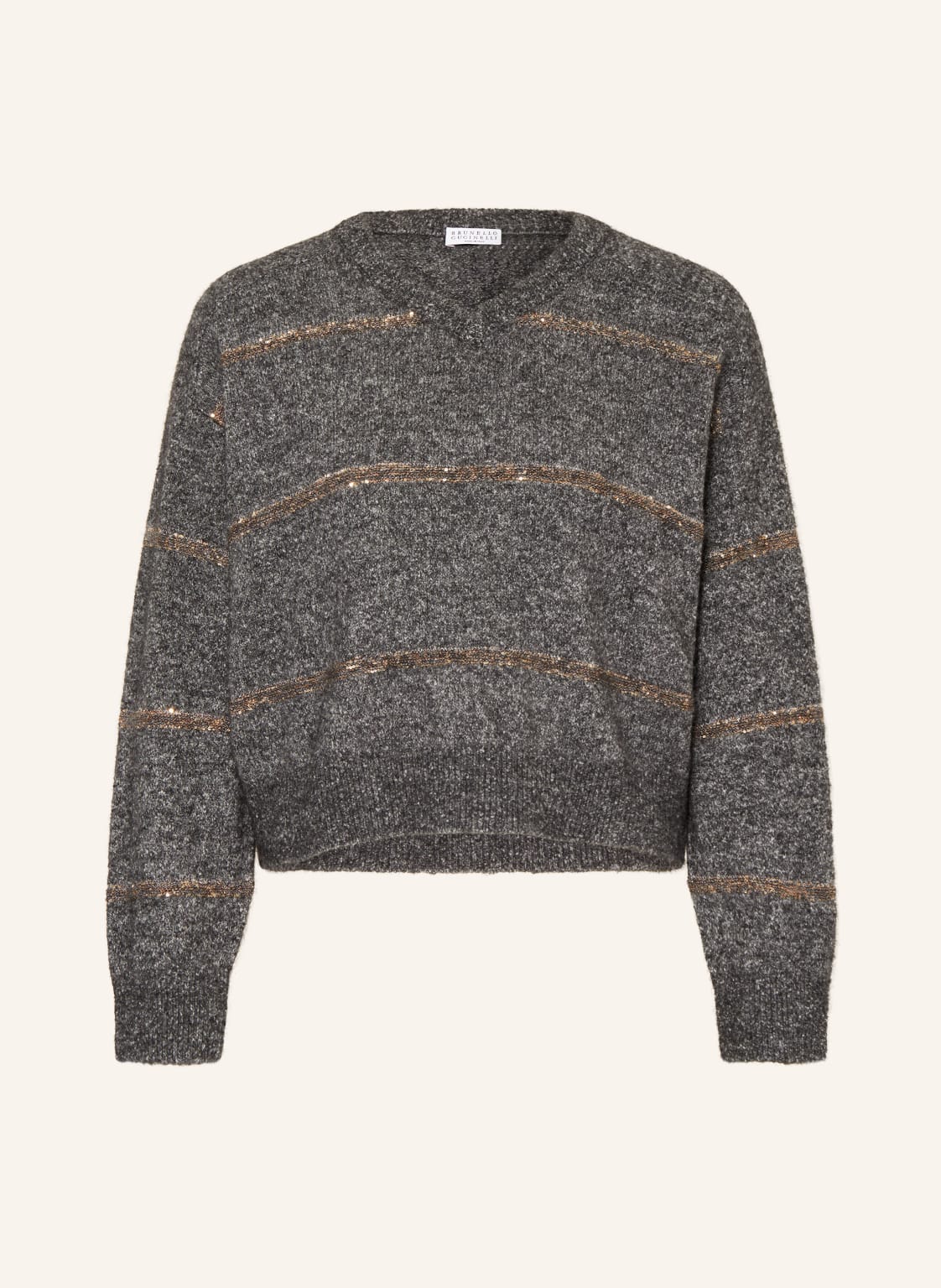 Brunello Cucinelli Pullover Mit Glitzergarn Und Pailletten grau von BRUNELLO CUCINELLI