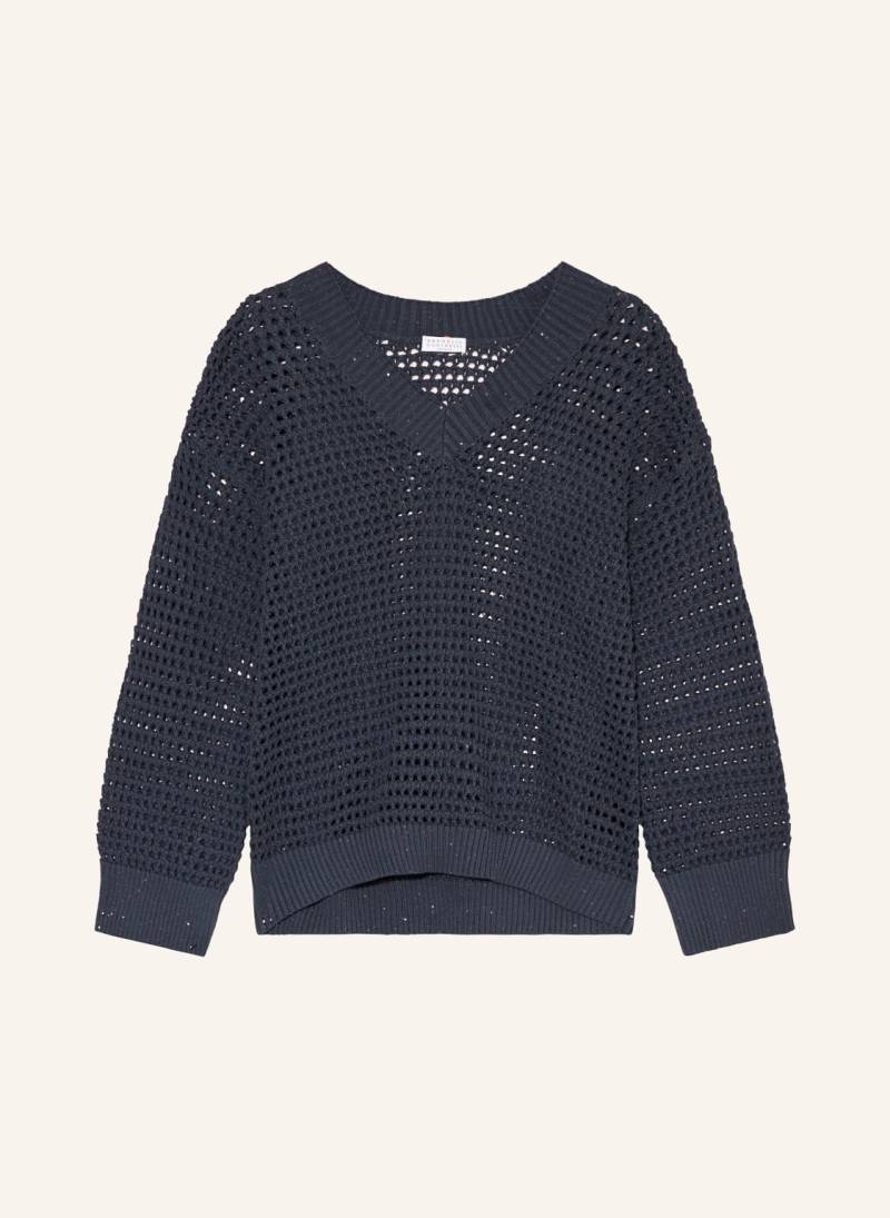 Brunello Cucinelli Pullover Mit Pailletten blau von BRUNELLO CUCINELLI