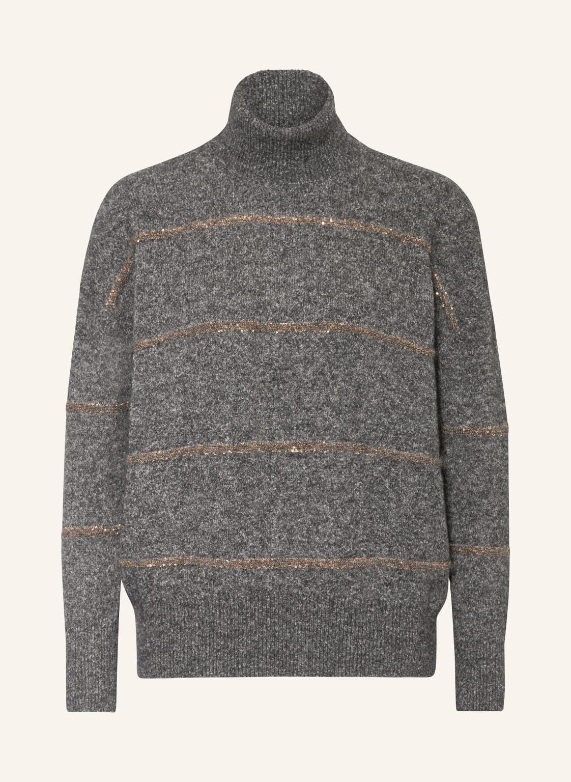 Brunello Cucinelli Rollkragenpullover Mit Alpaka Und Pailletten grau von BRUNELLO CUCINELLI