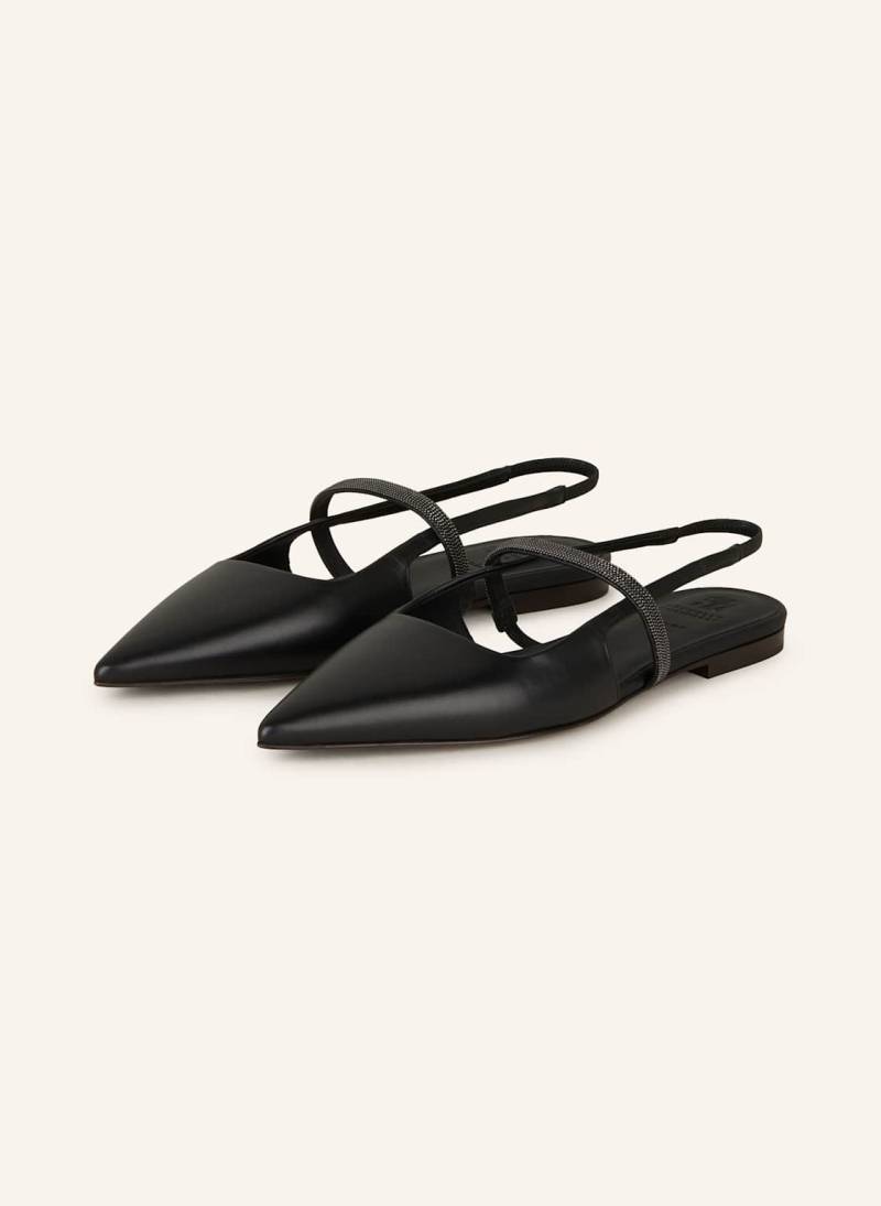 Brunello Cucinelli Slingballerinas Mit Schmucksteinen schwarz von BRUNELLO CUCINELLI