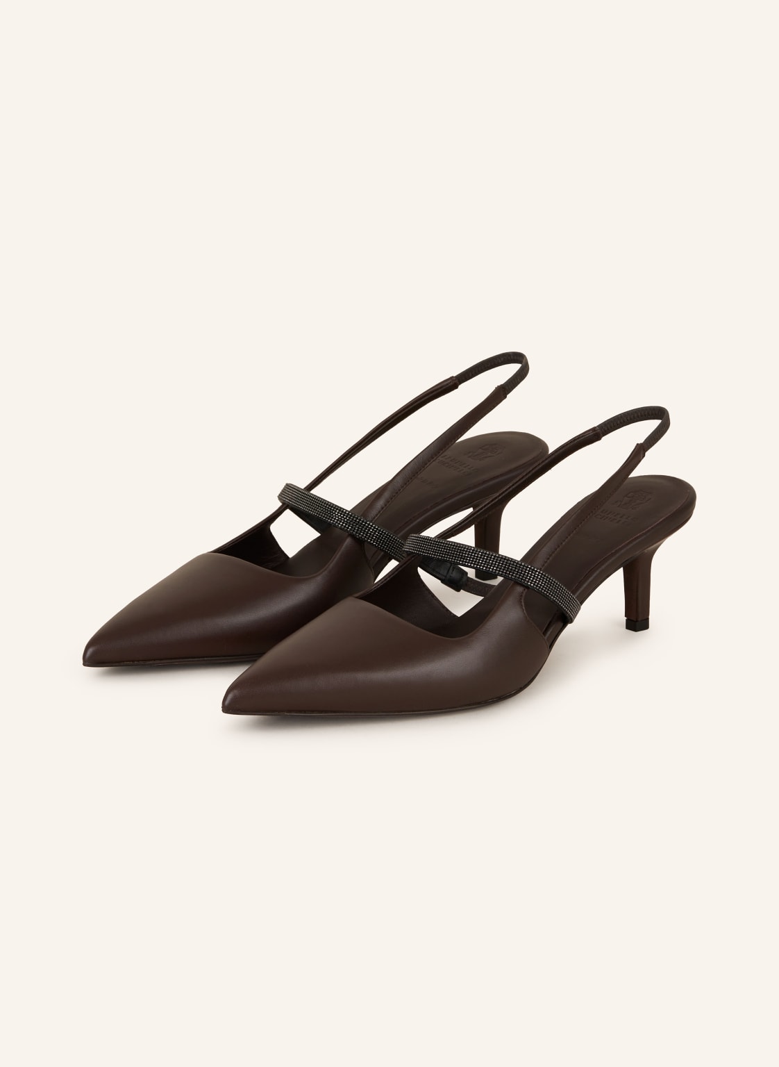 Brunello Cucinelli Slingpumps Mit Schmucksteinen braun von BRUNELLO CUCINELLI