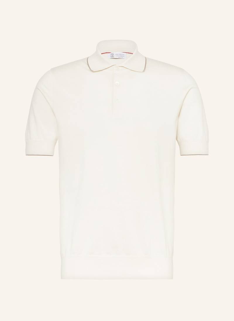 Brunello Cucinelli Strick-Poloshirt weiss von BRUNELLO CUCINELLI