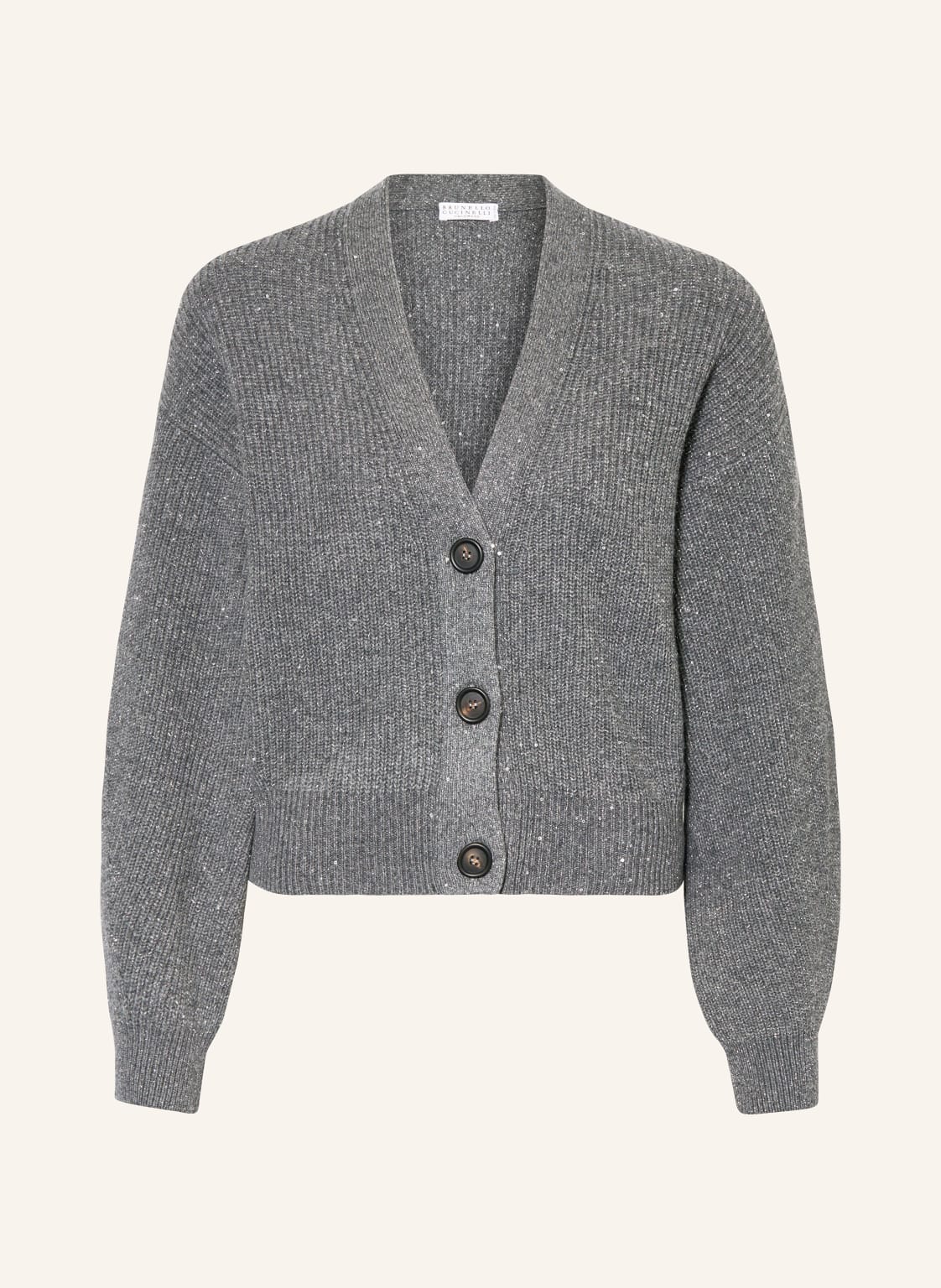 Brunello Cucinelli Strickjacke Mit Cashmere Und Pailletten grau von BRUNELLO CUCINELLI