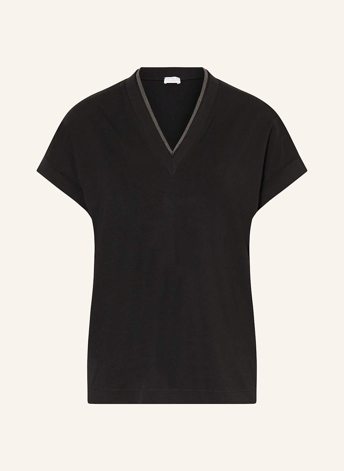 Brunello Cucinelli T-Shirt Mit Schmucksteinbesatz schwarz von BRUNELLO CUCINELLI