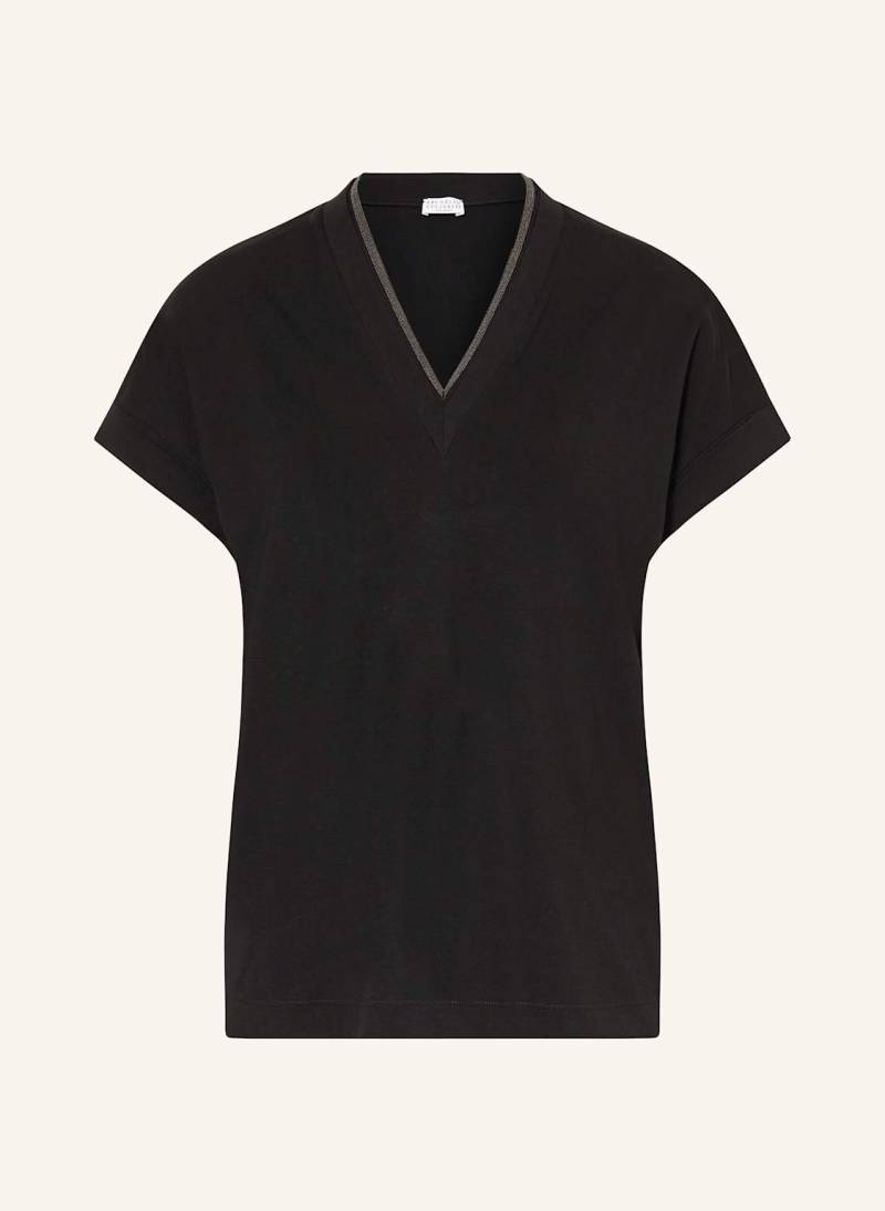 Brunello Cucinelli T-Shirt Mit Schmucksteinbesatz schwarz von BRUNELLO CUCINELLI