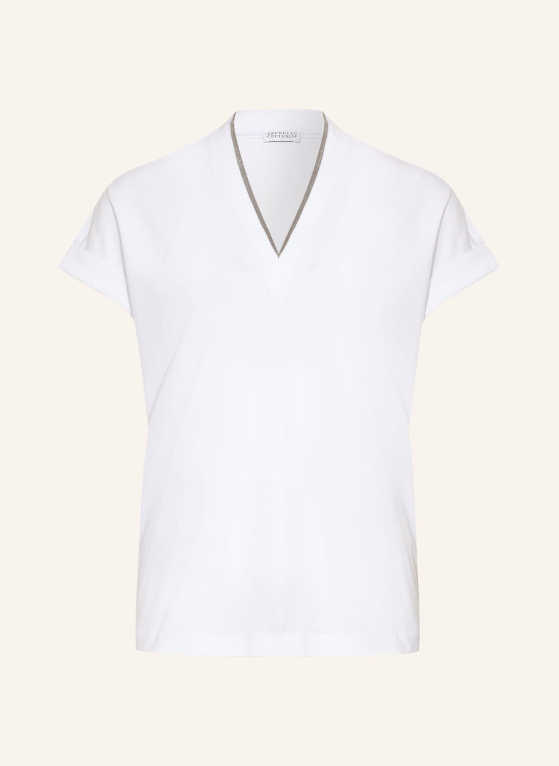 Brunello Cucinelli T-Shirt Mit Schmucksteinbesatz weiss von BRUNELLO CUCINELLI