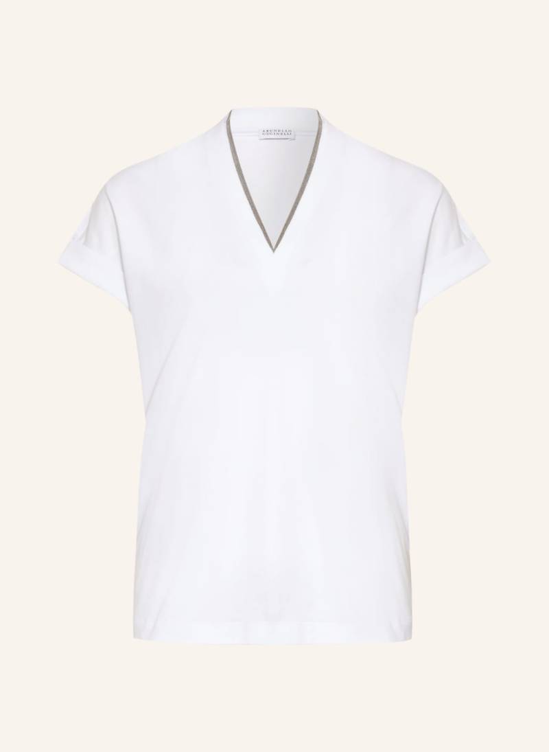 Brunello Cucinelli T-Shirt Mit Schmucksteinbesatz weiss von BRUNELLO CUCINELLI