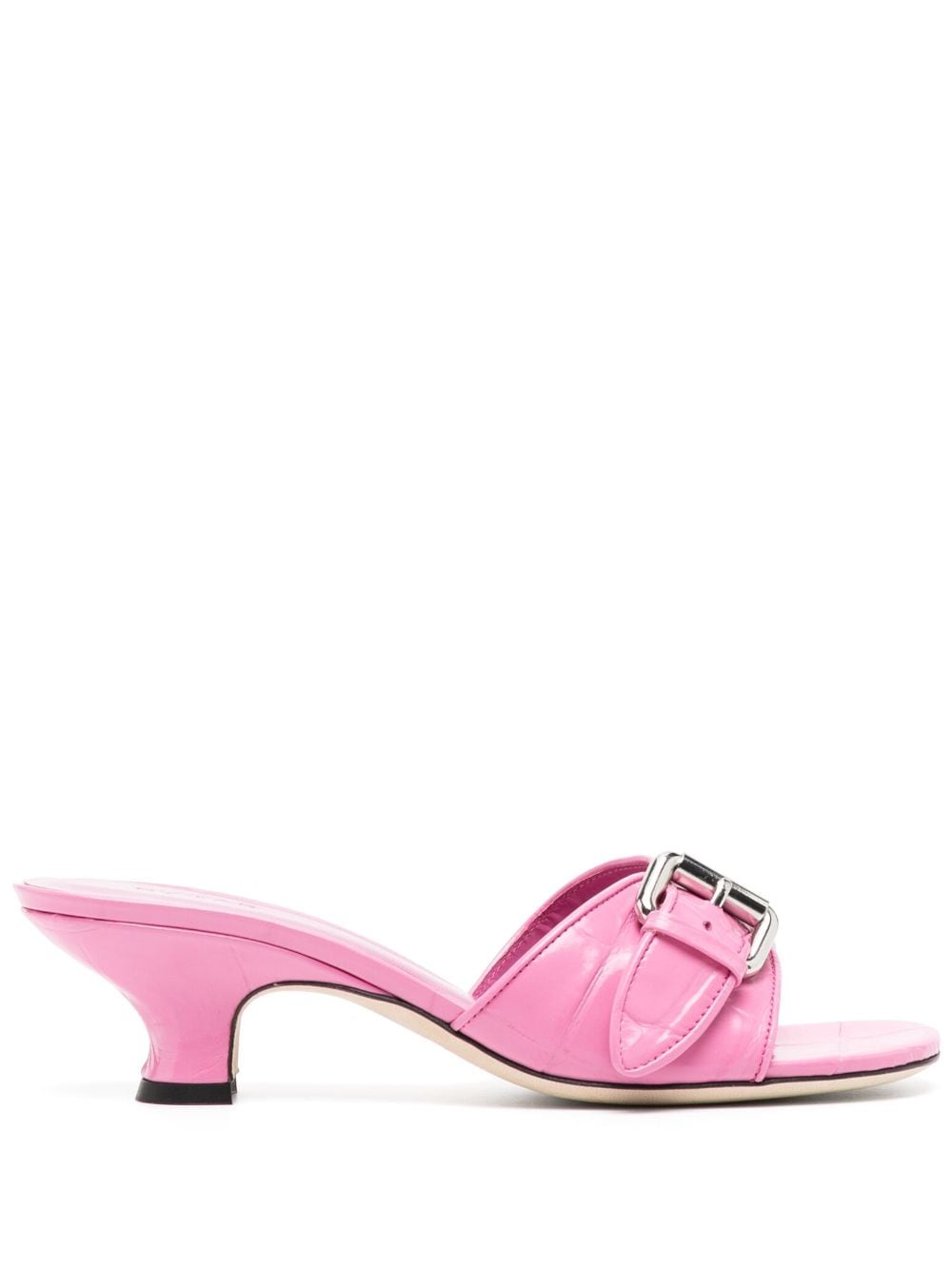 BY FAR Elton 55mm crocodile-embossed leather mules - Pink von BY FAR
