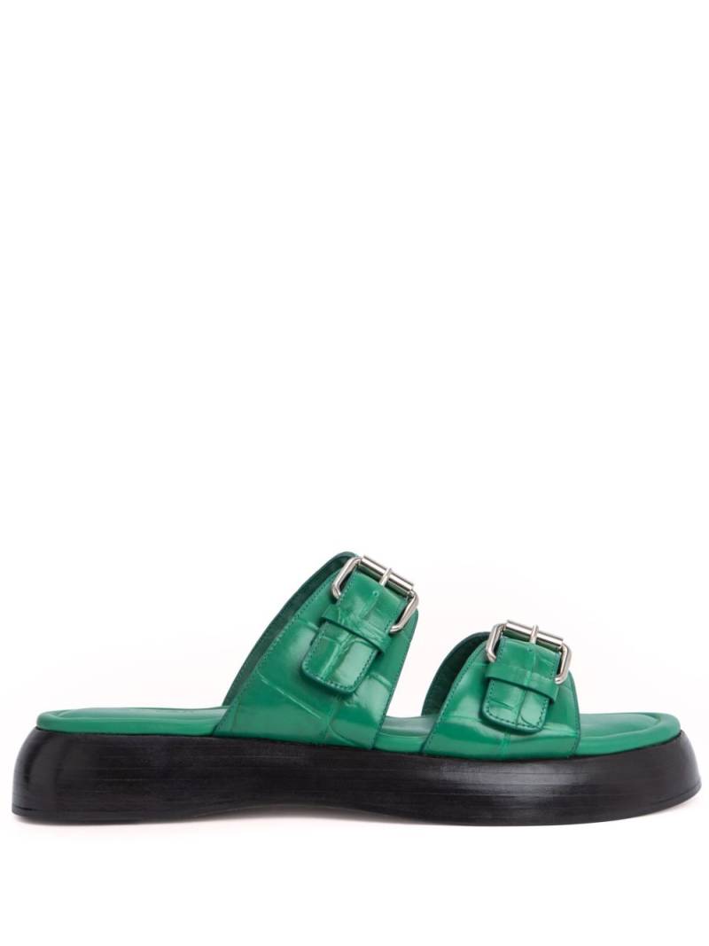 BY FAR Wyatt crocodile-effect leather sandals - Green von BY FAR