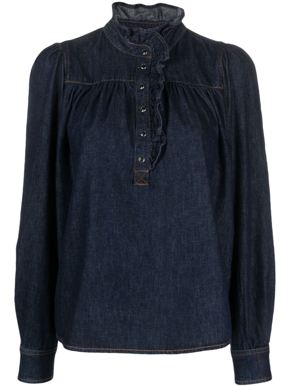 Ba&Sh ruffle-collar denim blouse - Blue von Ba&Sh