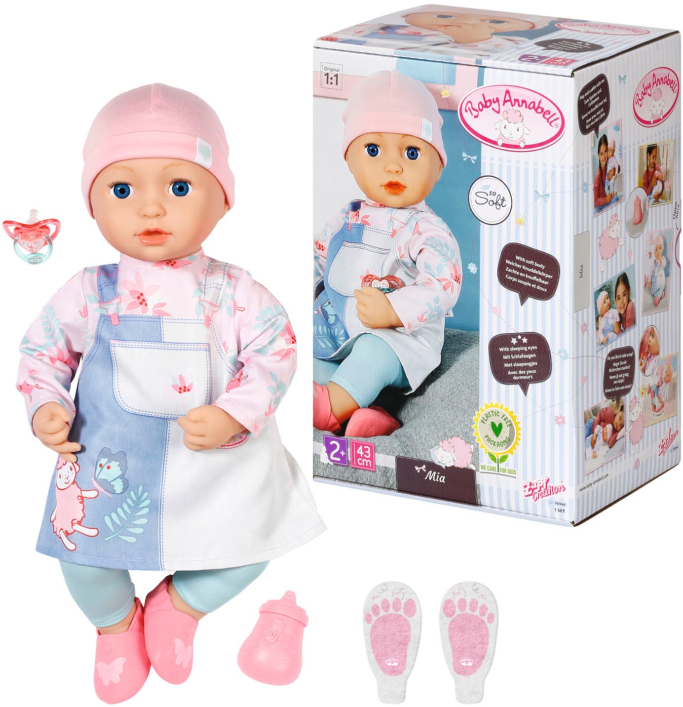 Baby Annabell Babypuppe »Mia, 43 cm«, mit Schlafaugen und Schnuller von Baby Annabell