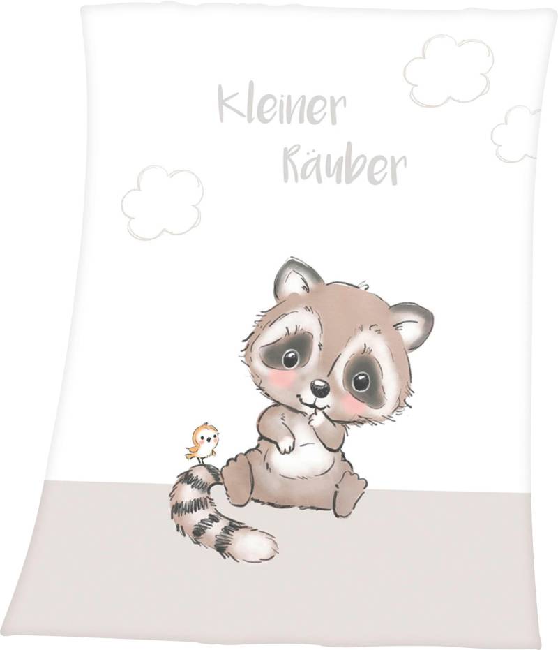 Baby Best Babydecke »Kleiner Räuber«, mit niedlichem Waschbär Motiv und Schriftzug, Kuscheldecke von Baby Best