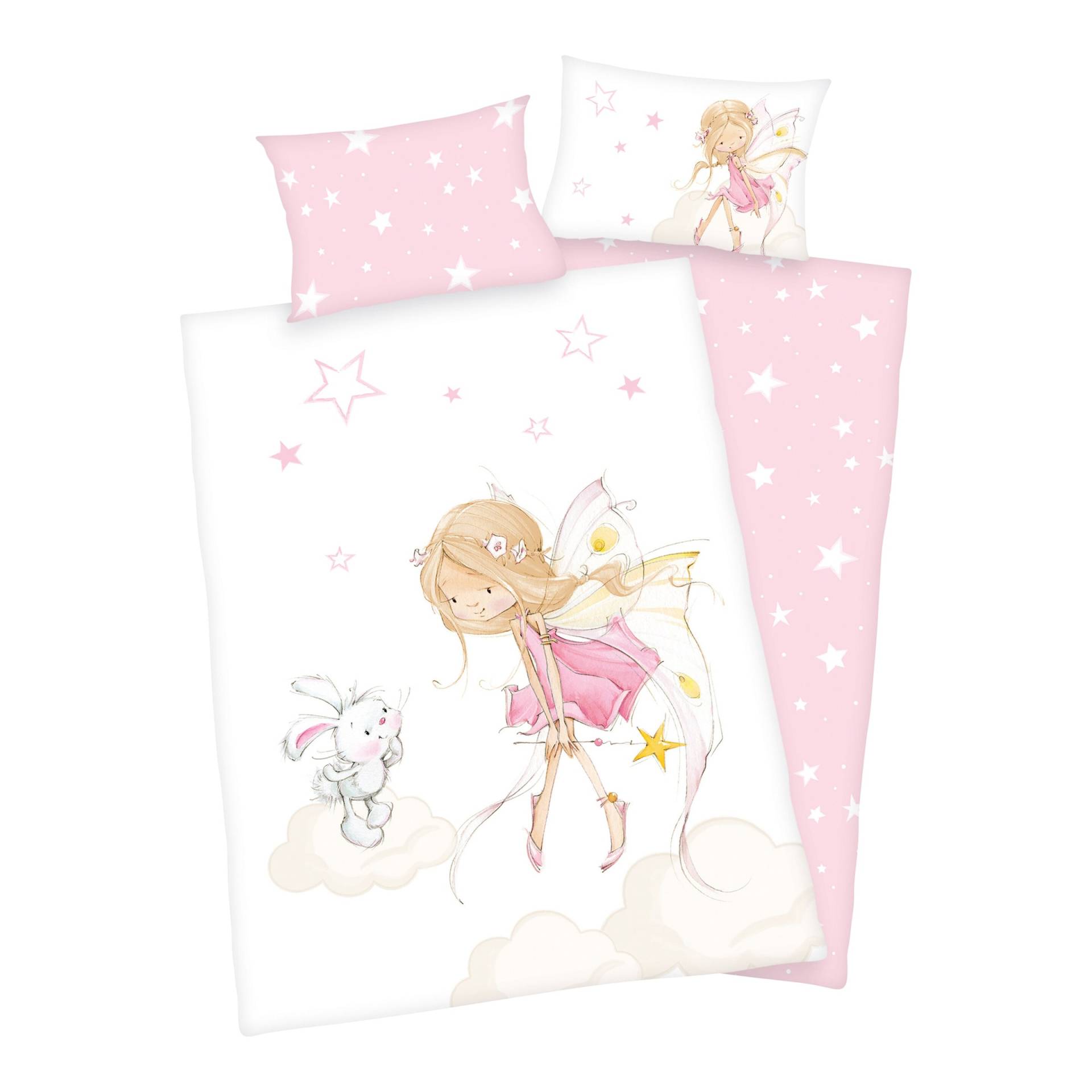 Renforcé Wende-Bettwäsche Little Fairy 40x60 / 100/135 cm von Baby Best