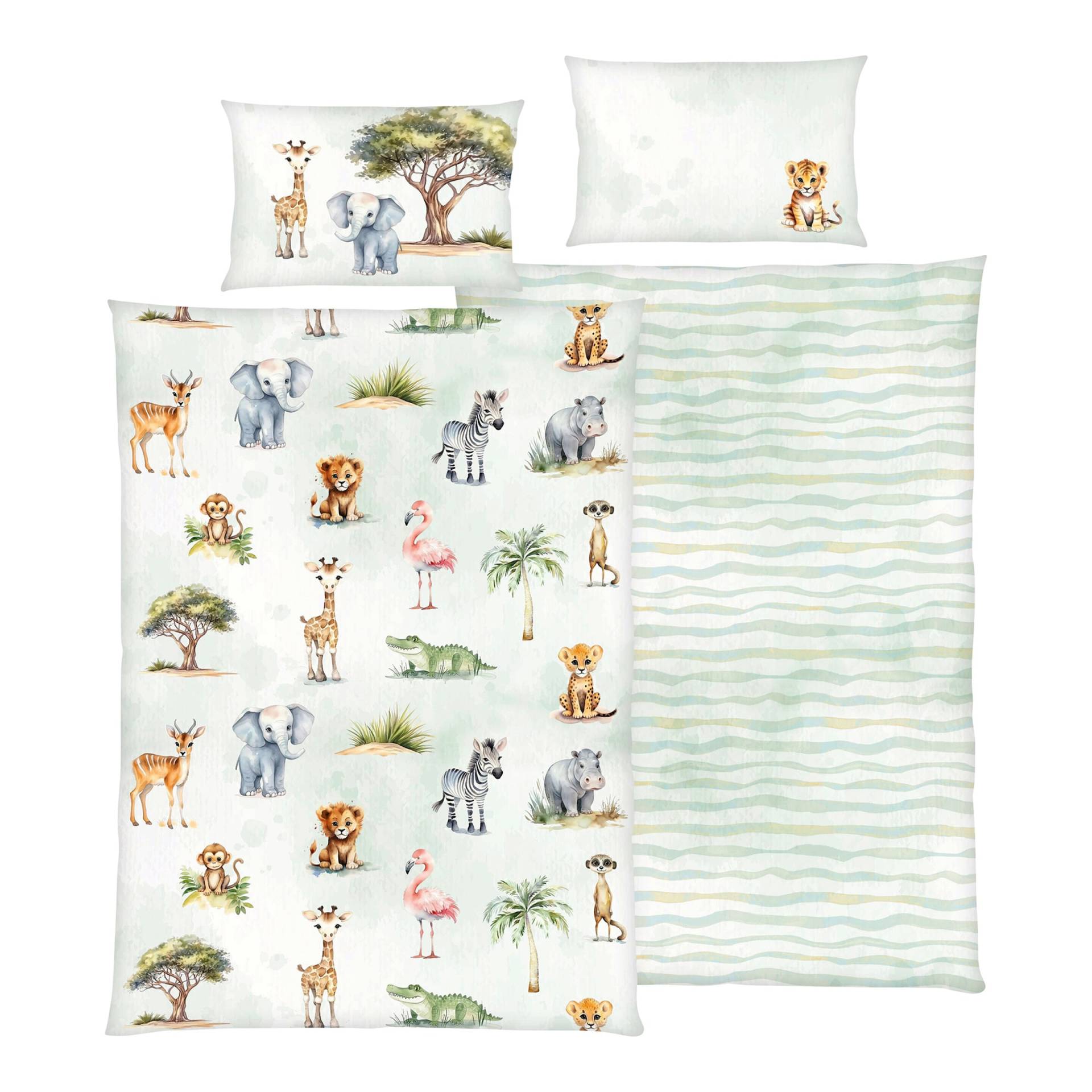 Renforcé Wende-Bettwäsche Safari 40x60 / 100x135 cm Renforcé Wende-Bettwäsche Safari 40x60 / 100x135 cm von Baby Best