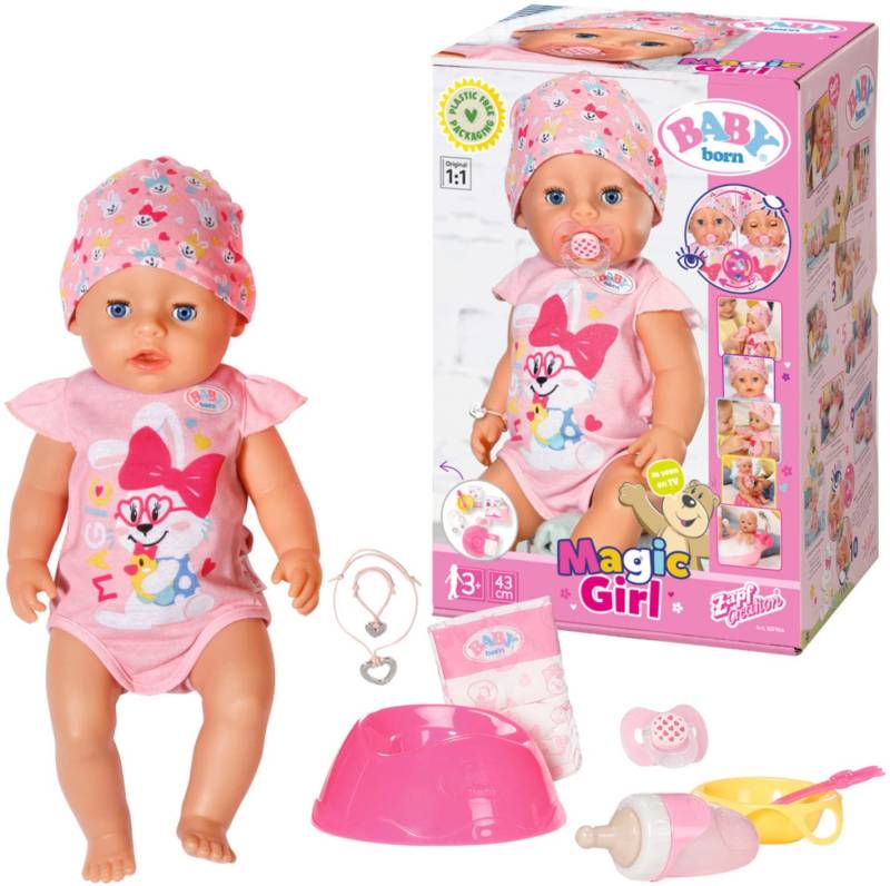 Baby Born Babypuppe »Magic Girl, 43 cm«, (Set, 13 tlg.), mit 10 lebensechten Funktionen von Baby Born