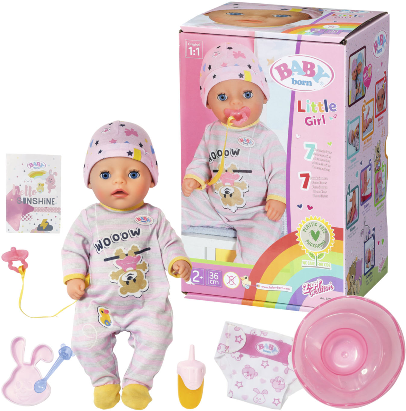 Baby Born Babypuppe »Soft Touch Little Girl, 36 cm«, mit lebensechten Funktionen von Baby Born