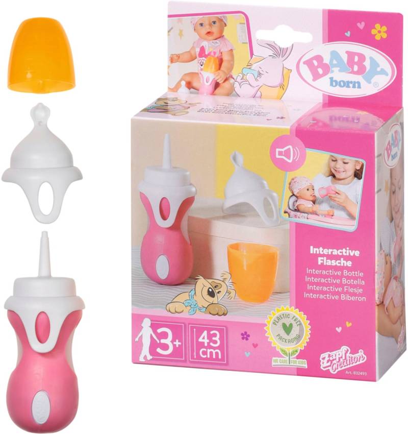 Baby Born Puppen Flasche »Interaktive Flasche & Löffel, 43 cm«, (Set), mit Sound-Effekt von Baby Born