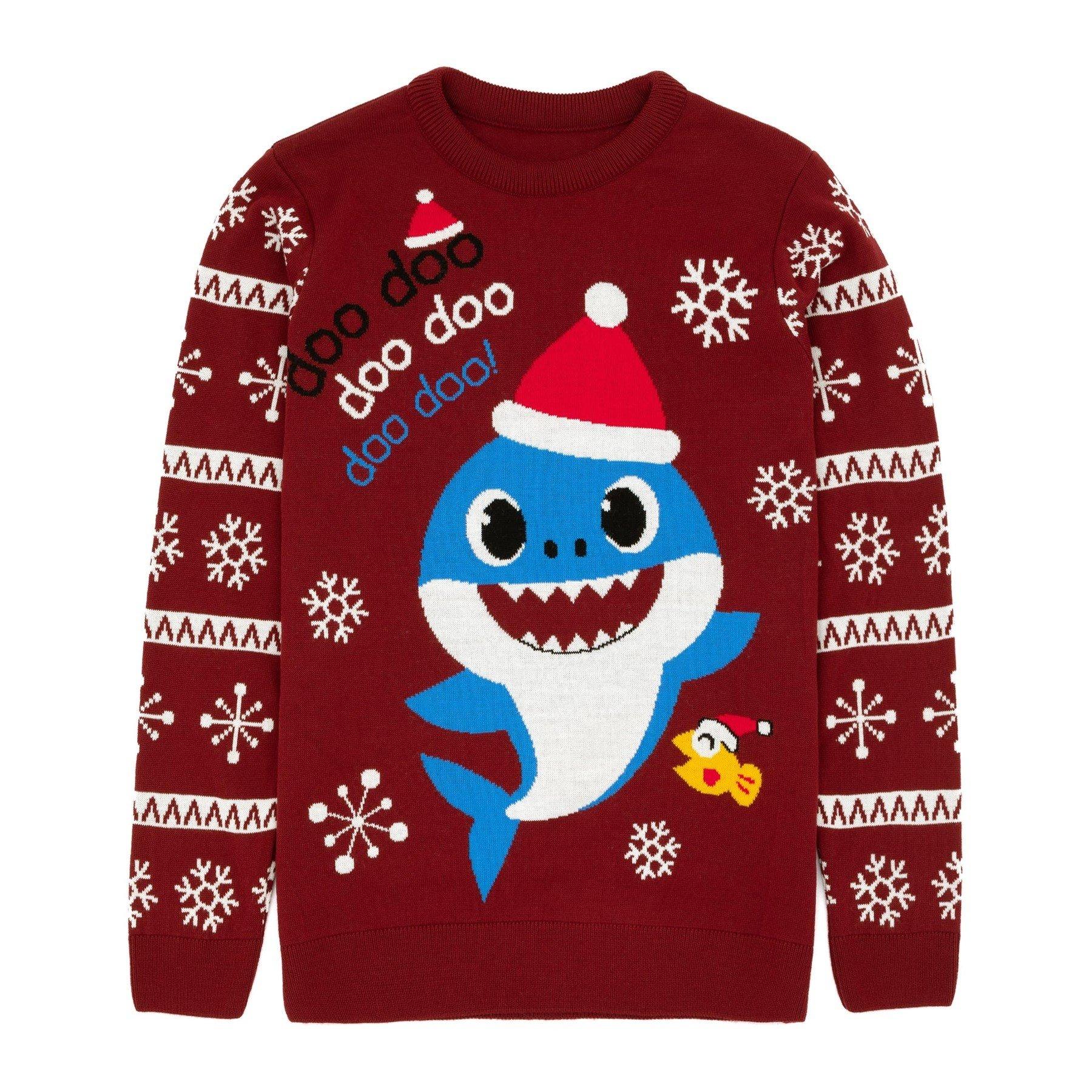 Shark Pullover Weihnachtliches Design Herren Bordeaux L von Baby Shark