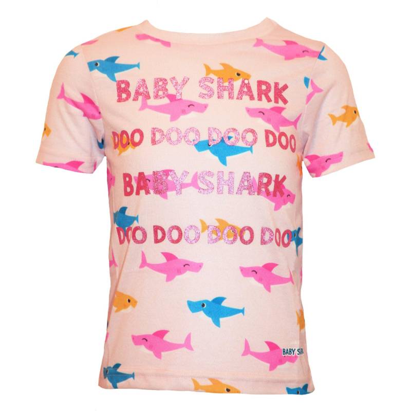 Shark Tshirt, Rundum Bedruckt Mädchen Pink 104 von Baby Shark