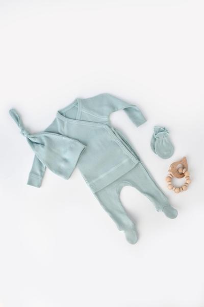 4 Stk Set, Hose, T-shirt, Mütze, Fausthandschuhe Unisex Mint 68 von BabyCosy Organic