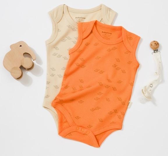 Body, Ärmellos, 2 Pack Unisex Apricot 74 von BabyCosy Organic