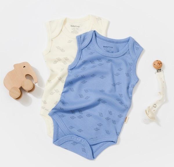 Body, Ärmellos, 2 Pack Unisex Blau 56 von BabyCosy Organic