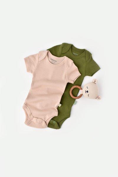 Body, Kurzarm, 2 Pack Unisex Grün 80 von BabyCosy Organic