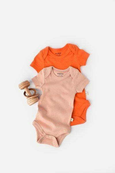 Body, Kurzarm, 2 Pack Unisex Orange 62 von BabyCosy Organic