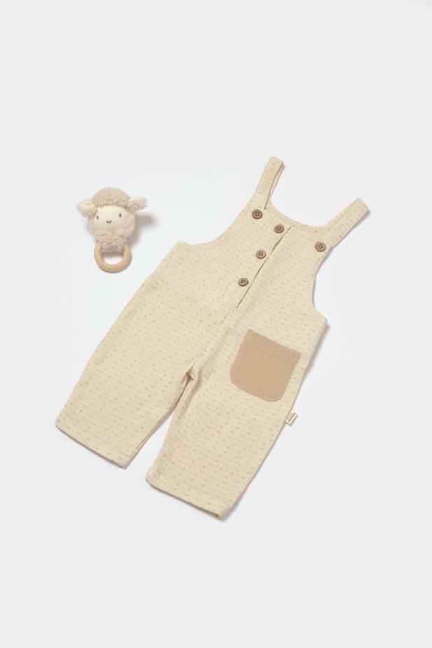 Latzhose Unisex Beige 80 von BabyCosy Organic