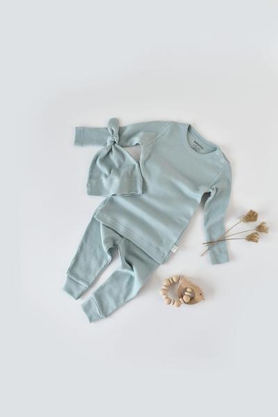 Set, Hose, T-shirt Langarm, Mütze Unisex Mint 74 von BabyCosy Organic