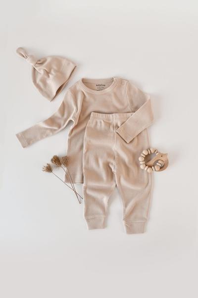 Set, Hose, T-shirt Langarm, Mütze Unisex Nude 68 von BabyCosy Organic