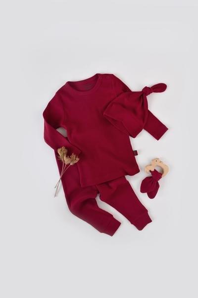 Set, Hose, T-shirt Langarm, Mütze Unisex Rot Bunt 86 von BabyCosy Organic